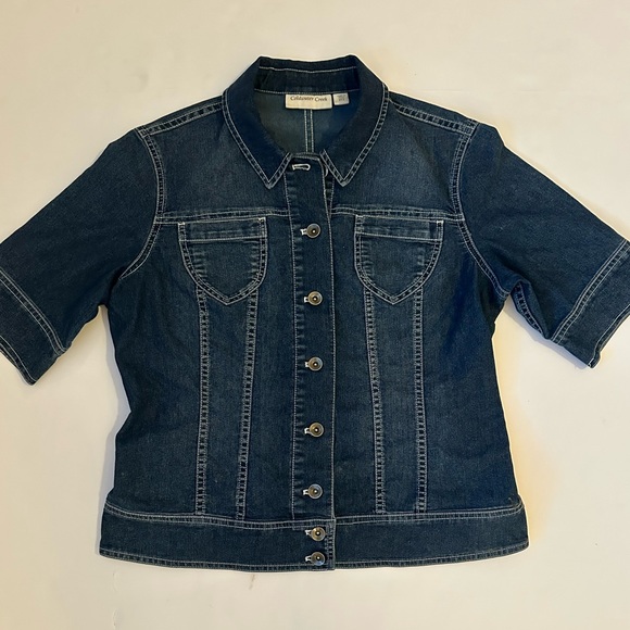 Coldwater Creek Jackets & Blazers - Coldwater Creek  Women’s Dark Blue Short sleeve Denim Shirt Jacket 12P